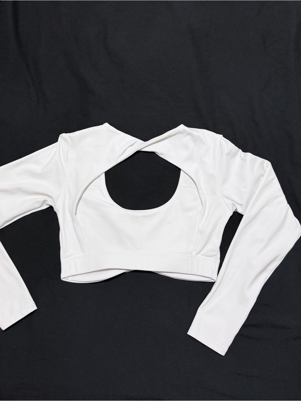 aerie White Long-Sleeve Cropped Cutout Top
